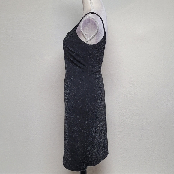 Calvin Klein Black Metallic Shimmer Scoop Neck Scoop Back Bodycon Mini Dress 10 - Picture 5 of 10